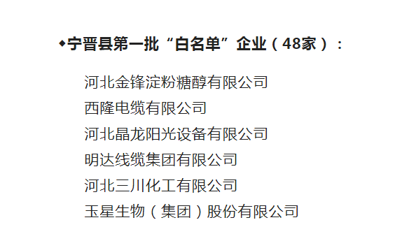 云顶国际官网线缆入围河北省首批“白名单”