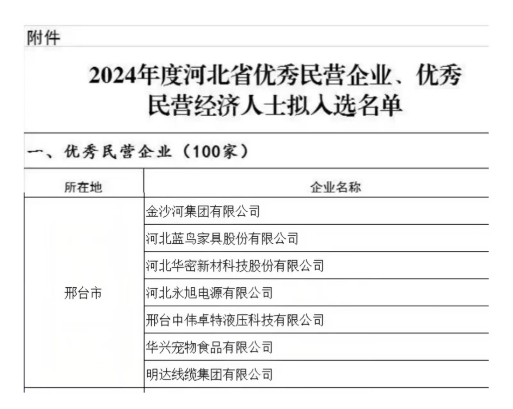云顶国际官网获评河北省优秀民营企业